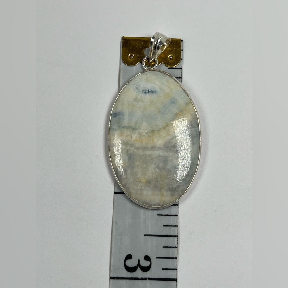 925 Sterling Silver Overlay Blue Rhodochrosite Gemstone Statement Pendant - Picture 4 of 8